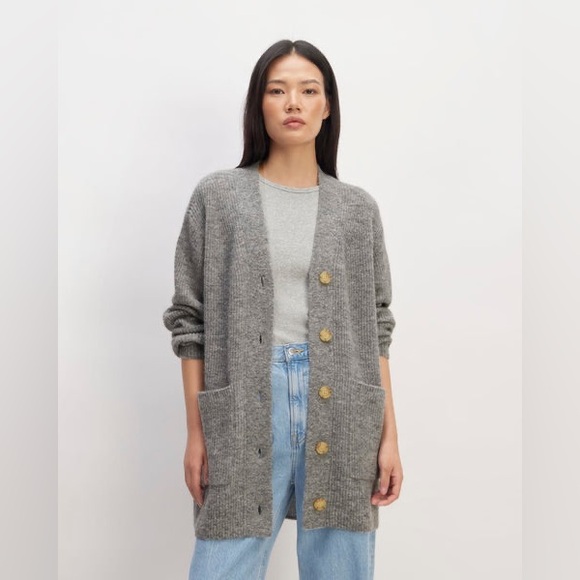 Everlane Sweaters - Everlane Alpaca Blend Cardigan Grandpa Coastal Front Gray Medium
